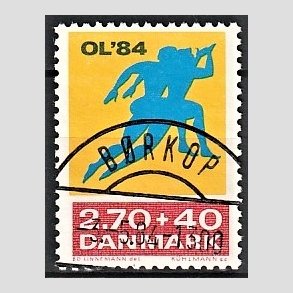 FRIMRKER DANMARK | 1984 - AFA 798 - Olympiske Lege 1984 - 2,70 Kr. + 40 re gul/rd/bl - Pragt Stemplet Brkop