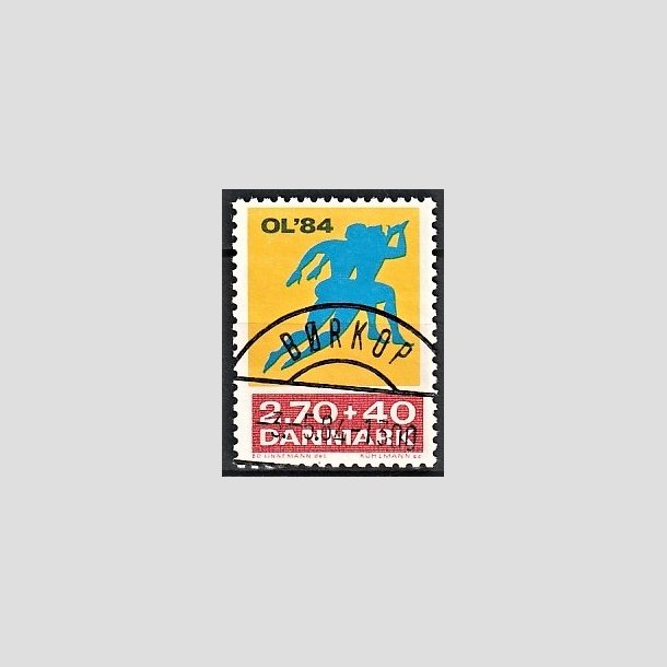 FRIMRKER DANMARK | 1984 - AFA 798 - Olympiske Lege 1984 - 2,70 Kr. + 40 re gul/rd/bl - Pragt Stemplet Brkop