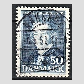 FRIM�RKER DANMARK | 1951 - AFA 330 - Hans Christian �rsted - 50 �re bl� - Lux Stemplet
