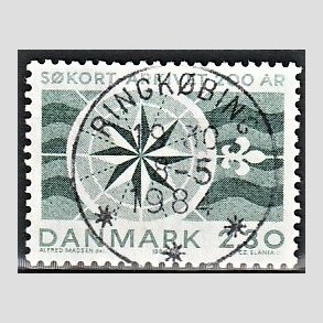 FRIM�RKER DANMARK | 1984 - AFA 799 - S�kortarkivet 200 �r - 2,30 Kr. gr�n - Pragt Stemplet