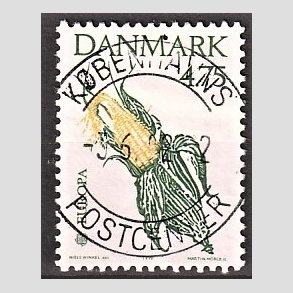 FRIM�RKER DANMARK | 1992 - AFA 1015 - Europam�rke Columbus - 4,75 Kr. gr�n/gul - Pragt Stemplet