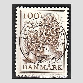 FRIM�RKER DANMARK | 1978 - AFA 669 - Sj�ldne svampe - 1,00 Kr. brun - Pragt Stemplet Holstebro