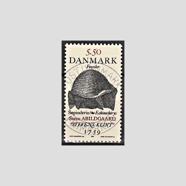 FRIMRKER DANMARK | 1998 - AFA 1193 - Fossiler - 5,50 Kr. Spindsvin flerfarvet - Pragt Stemplet