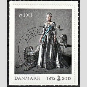 FRIMRKER DANMARK | 2012 - AFA 1694 - Dronning i 40 r - 8,00 Kr. flerfarvet - Pragt Stemplet