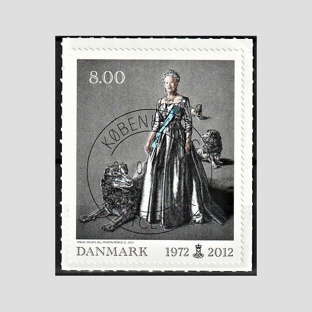 FRIMRKER DANMARK | 2012 - AFA 1694 - Dronning i 40 r - 8,00 Kr. flerfarvet - Pragt Stemplet