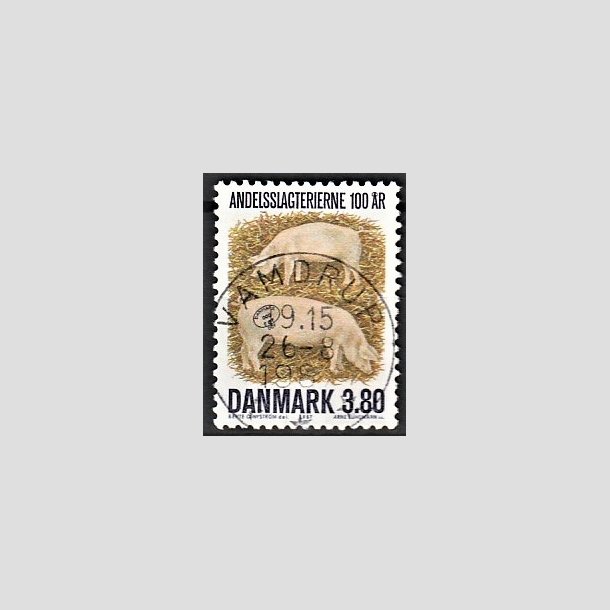 FRIMRKER DANMARK | 1987 - AFA 886 - Danske Andelsslagterier 100 r - 3,80 Kr. flerfarvet - Pragt Stemplet