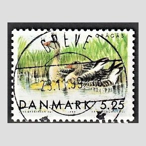 FRIM�RKER DANMARK | 1999 - AFA 1223 - Danske tr�kfugle - 5,25 Kr. gr�g�s - Pragt Stemplet