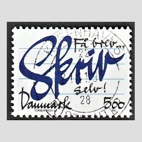 FRIM�RKER DANMARK | 1993 - AFA 1051 - Aktuelle emner - 5,00 Kr. bl�/sort - Lux Stemplet