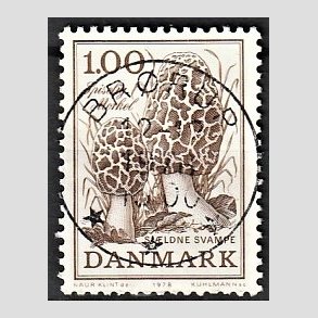 FRIM�RKER DANMARK | 1978 - AFA 669 - Sj�ldne svampe - 1,00 Kr. brun - Pragt Stemplet Br�rup