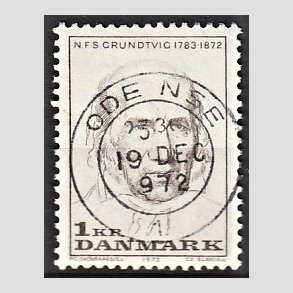 FRIM�RKER DANMARK | 1972 - AFA 524 - N. F. S. Grundtvig - 1 Kr. lysbrun - Lux Stemplet
