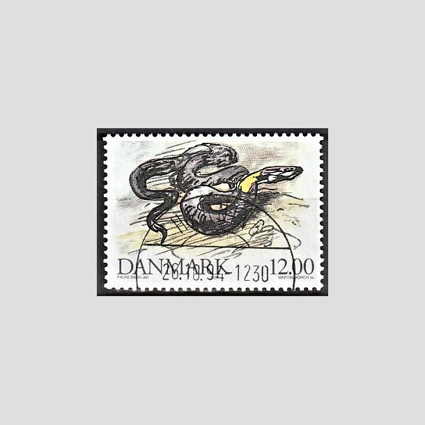 FRIMRKER DANMARK | 1994 - AFA 1080 - Truede danske dyr - 12,00 Kr. snog - Pragt Stemplet