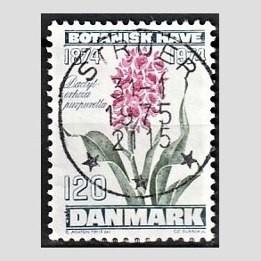 FRIM�RKER DANMARK | 1974 - AFA 578 - Botanisk Have 100 �r. - 120 �re bl�gr�n/violet/gr�n - Pragt Stemplet Struer
