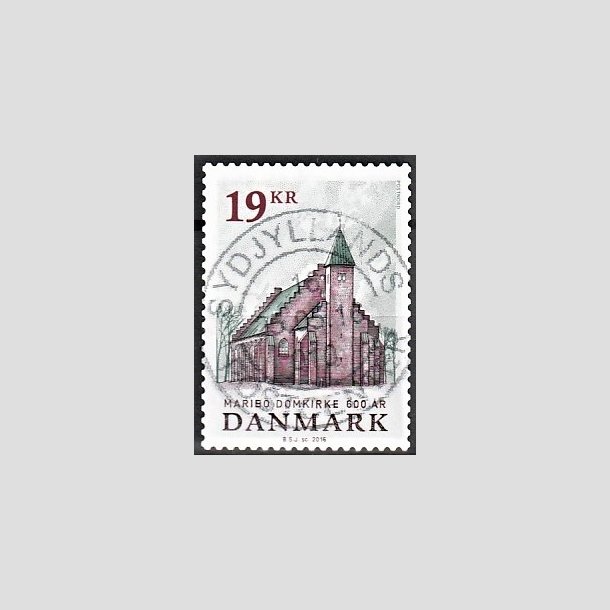 FRIMRKER DANMARK | 2016 - AFA 1844 - Maribo Domkirke 600 r - 19,00 Kr. flerfarvet - Pragt Stemplet