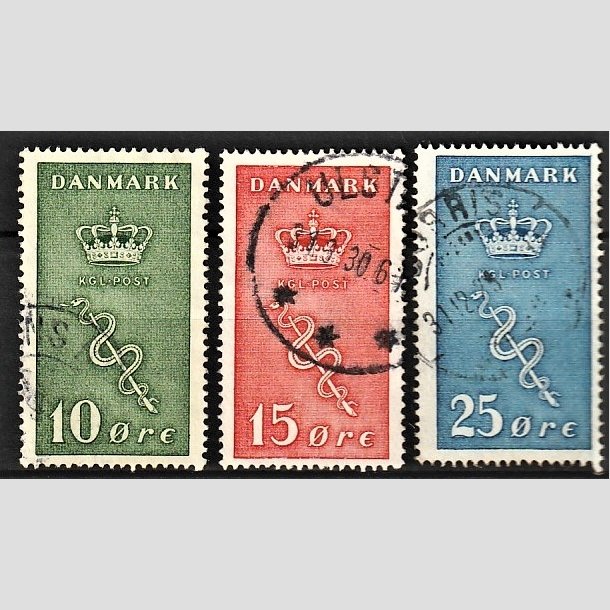 FRIMRKER DANMARK | 1929 - AFA 178,179,180 - 10+5,15+5,25+5 re Krftfrimrker i komplet st - Stemplet