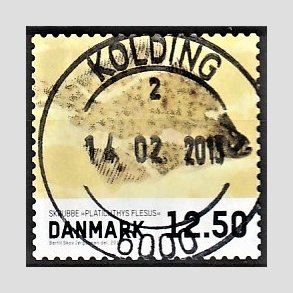 FRIM�RKER DANMARK | 2013 - AFA 1728 - Fisk - 12,50 Kr. skrubbe - Pragt Stemplet Kolding