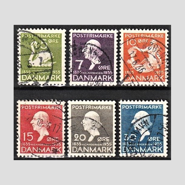 FRIMRKER DANMARK | 1935 - AFA 223-228 - H. C. Andersen mindeudgave 1935 komplet - Stemplet