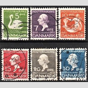 FRIM�RKER DANMARK | 1935 - AFA 223-228 - H. C. Andersen mindeudgave 1935 komplet - Stemplet