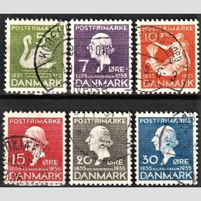FRIM�RKER DANMARK | 1935 - AFA 223-228 - H. C. Andersen mindeudgave 1935 komplet - Stemplet