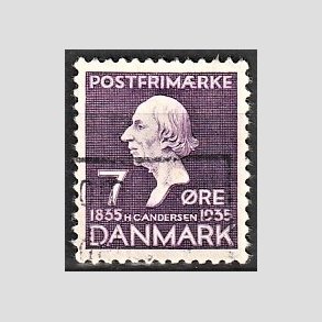 FRIM�RKER DANMARK | 1935 - AFA 224 - H. C. Andersen 7 �re lilla - Stemplet