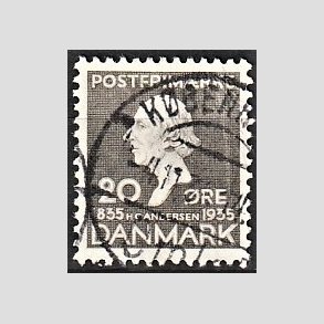 FRIM�RKER DANMARK | 1935 - AFA 227 - H. C. Andersen 20 �re gr� - Stemplet
