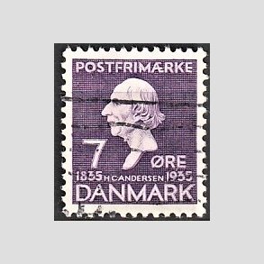 FRIM�RKER DANMARK | 1935 - AFA 224 - H. C. Andersen 7 �re lilla - Stemplet