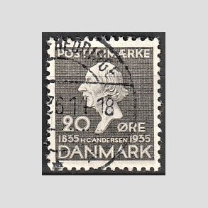 FRIM�RKER DANMARK | 1935 - AFA 227 - H. C. Andersen 20 �re gr� - Stemplet