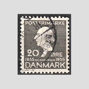 FRIM�RKER DANMARK | 1935 - AFA 227 - H. C. Andersen 20 �re gr� - Stemplet