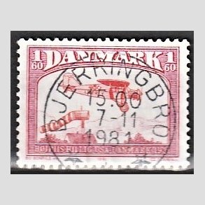 FRIM�RKER DANMARK | 1981 - AFA 739 - Flyvning - 1,60 Kr. r�d - Pragt Stemplet
