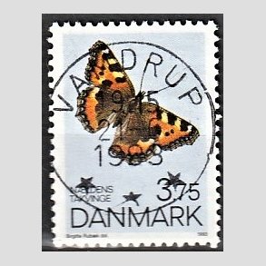 FRIM�RKER DANMARK | 1993 - AFA 1037 - Sommerfugle - 3,75 Kr. flerfarvet - Pragt Stemplet