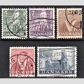 FRIM�RKER DANMARK | 1936 - AFA 229-233 - Reformationen i komplet s�t - Stemplet