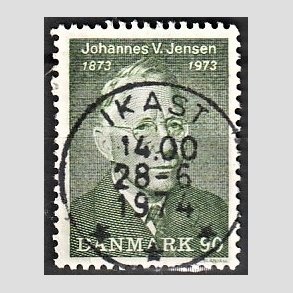 FRIM�RKER DANMARK | 1973 - AFA 542 - Johannes V. Jensen - 90 �re gr�n - Pragt Stemplet Ikast