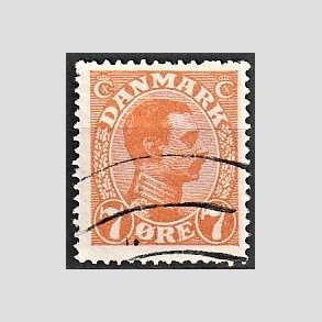 FRIMRKER DANMARK | 1918-20 - AFA 098 - Chr. X 7 re orange - Stemplet