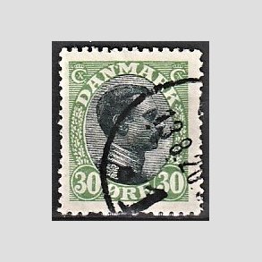 FRIMRKER DANMARK | 1918-20 - AFA 103 - Chr. X 30 re grn/sort - Stemplet