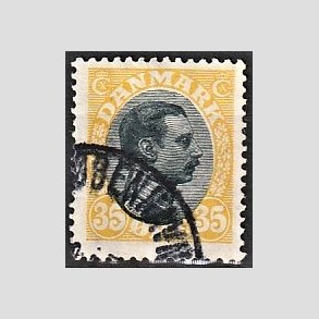 FRIMRKER DANMARK | 1918-20 - AFA 104 - Chr. X 35 re gul/sort - Stemplet
