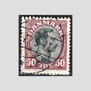 FRIMRKER DANMARK | 1918-20 - AFA 106 - Chr. X 50 re vinrd/sort - Stemplet