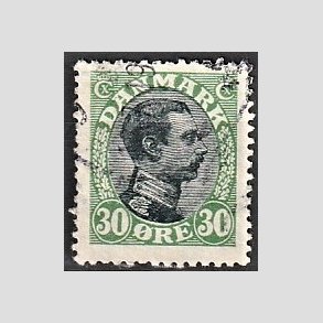 FRIMRKER DANMARK | 1918-20 - AFA 103 - Chr. X 30 re grn/sort - Stemplet