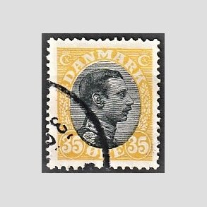 FRIMRKER DANMARK | 1918-20 - AFA 104 - Chr. X 35 re gul/sort - Stemplet