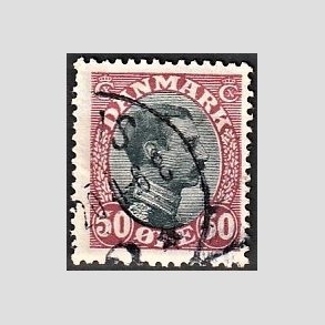 FRIMRKER DANMARK | 1918-20 - AFA 106 - Chr. X 50 re vinrd/sort - Stemplet