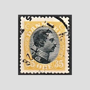 FRIMRKER DANMARK | 1918-20 - AFA 104 - Chr. X 35 re gul/sort - Stemplet