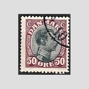 FRIMRKER DANMARK | 1918-20 - AFA 106 - Chr. X 50 re vinrd/sort - Stemplet
