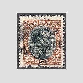 FRIMRKER DANMARK | 1918-20 - AFA 101 - Chr. X 25 re brun/sort - Stemplet