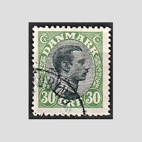 FRIMRKER DANMARK | 1918-20 - AFA 103 - Chr. X 30 re grn/sort - Stemplet
