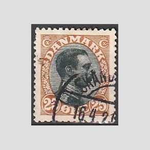 FRIMRKER DANMARK | 1918-20 - AFA 101 - Chr. X 25 re brun/sort - Stemplet