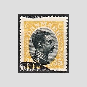 FRIMRKER DANMARK | 1918-20 - AFA 104 - Chr. X 35 re gul/sort - Stemplet