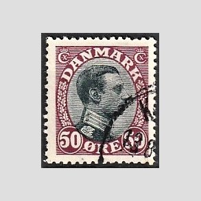 FRIMRKER DANMARK | 1918-20 - AFA 106 - Chr. X 50 re vinrd/sort - Stemplet