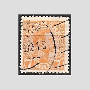FRIMRKER DANMARK | 1918-20 - AFA 098 - Chr. X 7 re orange - Stemplet