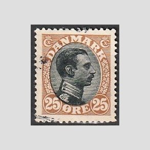 FRIMRKER DANMARK | 1918-20 - AFA 101 - Chr. X 25 re brun/sort - Stemplet