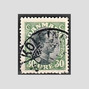 FRIMRKER DANMARK | 1918-20 - AFA 103 - Chr. X 30 re grn/sort - Stemplet