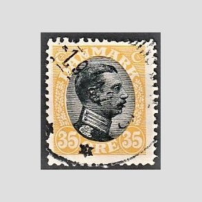 FRIMRKER DANMARK | 1918-20 - AFA 104 - Chr. X 35 re gul/sort - Stemplet
