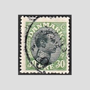 FRIMRKER DANMARK | 1918-20 - AFA 103 - Chr. X 30 re grn/sort - Stemplet